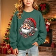 thumbnail image 2 of Falkdiz Girls Sweatshirts Crew Neck Warm Inner Christmas Pullover Thin Crew Neck Casual Long Sleeve Gifts Tops for Girls Party , Army Green , Size: 100, 2 of 9