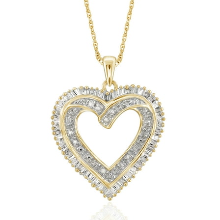 1/10 Carat T.W. White Diamond Gold over Silver Heart Pendant