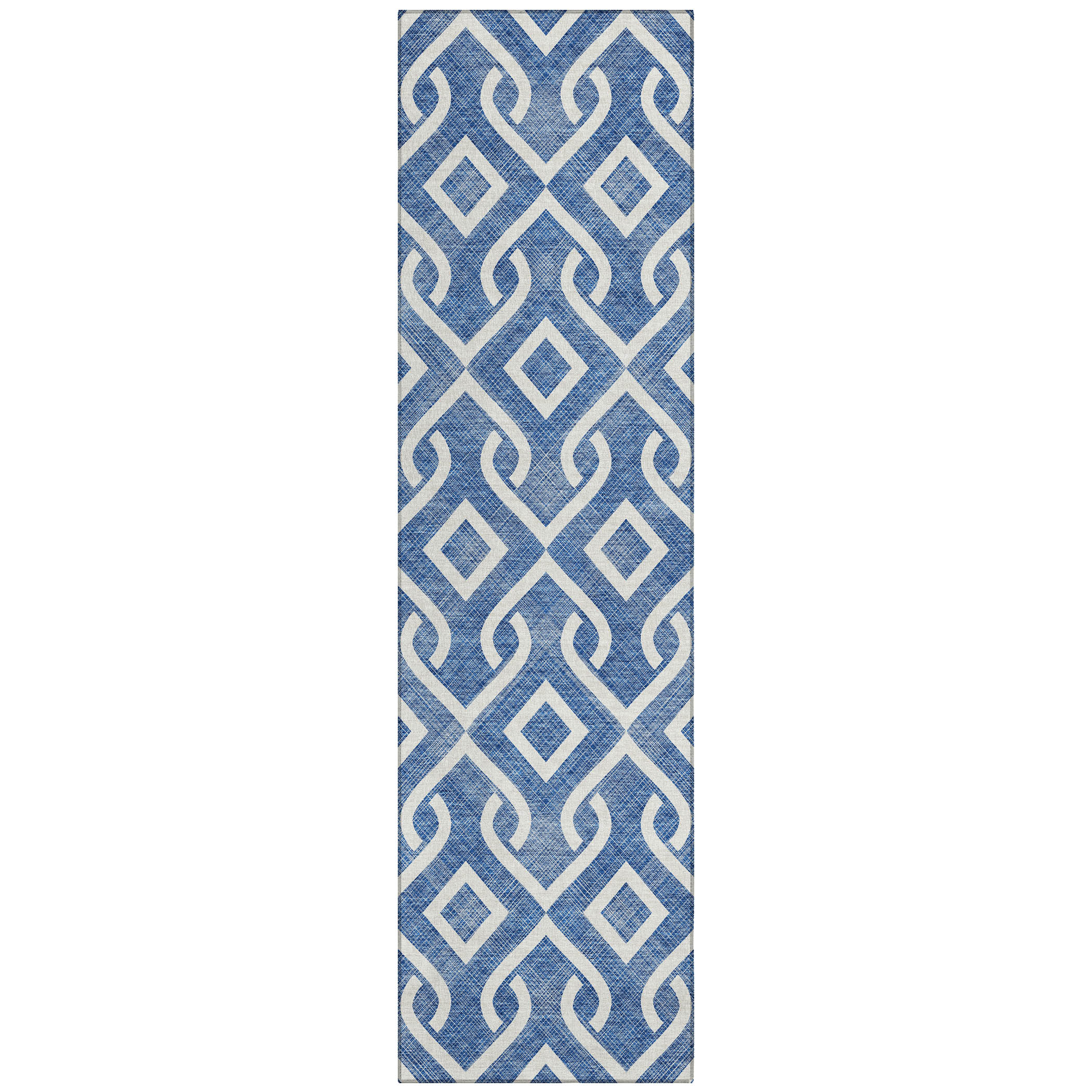 Addison Rugs Chantille Indoor/Outdoor Transitional Geometric Blue Washable Runner Rug, 2'3" x 7'6"