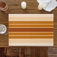thumbnail image 2 of Burnt Orange Ombre Stripe Placemats for Dinning Table Set of 4, Farmhouse Striped Gradient Burlap Kitchen Place Mats Waterproof Cloth Table Mats, Indoor Outdoor Placemats Easy Clean Dinner Decor, 2 of 8