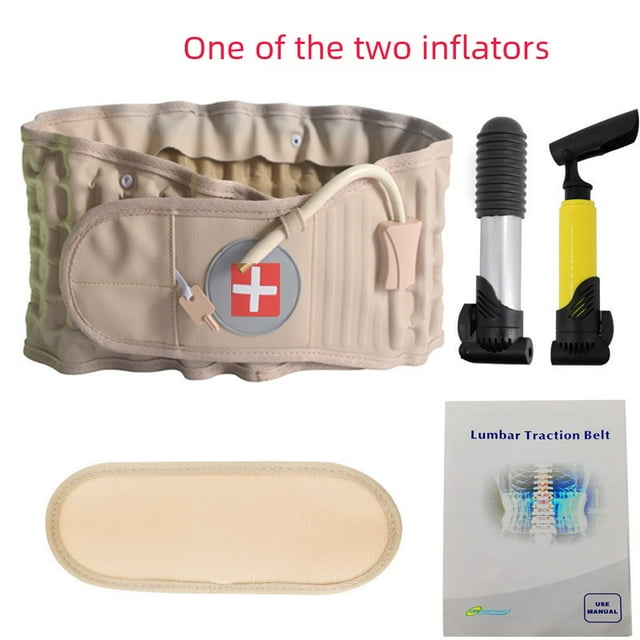 Ergonomic Air-Inflatable Lumbar Support Belt with Adjustable Fit – Durable Lower Back Traction Device for Pain Relief & Spine Alignment, Easy-to-Use Wellness Tool for Home/Professional Use (Beige)