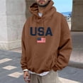 thumbnail image 2 of Yertdoel Hoodies for Men Drawstring USA Graphic Print Long Sleeve Hooded Sweatshirt Stylish Warm Casual Pullover Top with Pocket, 2 of 7