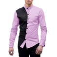 thumbnail image 1 of Camisas Para Hombre Manga Larga Negra Camisa a juego de colores de manga larga con cuello levantado y moda informal para hombre (Purple, S), 1 of 7
