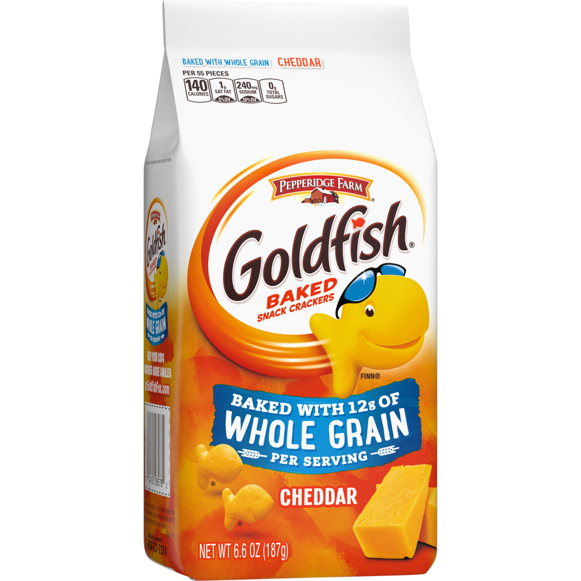 Pepperidge Farm Goldfish Cheddar Crackers, Baked with Whole Grain, 6.6 ...