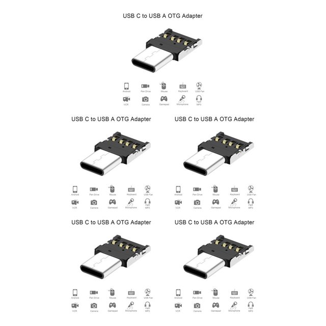 Wisewang Type-C to USB Adapters OTG Converter Handheld Universal Compatible Cell Phone Accessories for Data Transmission No.1 5Set