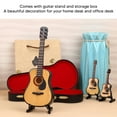 thumbnail image 3 of Miniature Wooden Guitar Model, Multipurpose High Simulation Decorative Mini Musical Instrument Environmentally Friendly Sturdy with Stand and Case for Office, 3 of 7