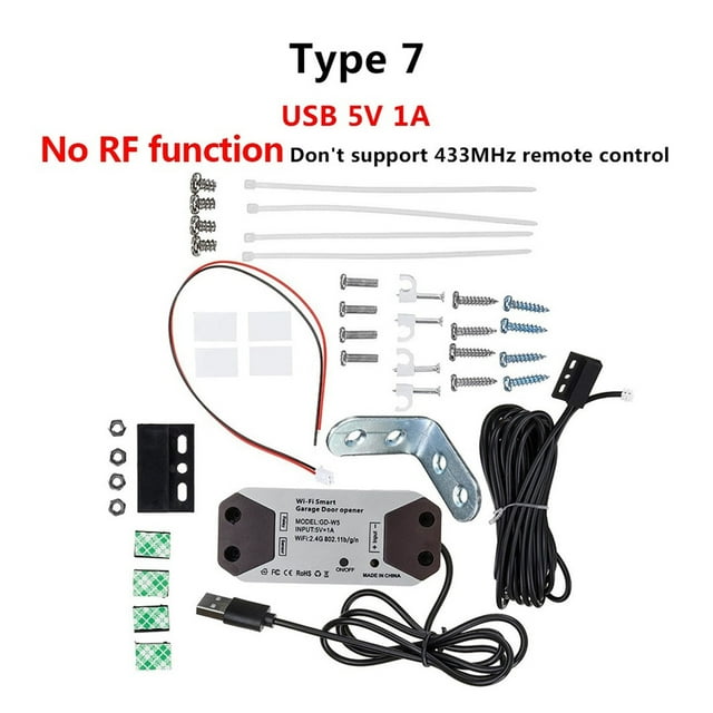 Wireless Garage Door Controller Opener Remote WiFi Switch Voice Control Home No Hub Needed ,Easy to Use