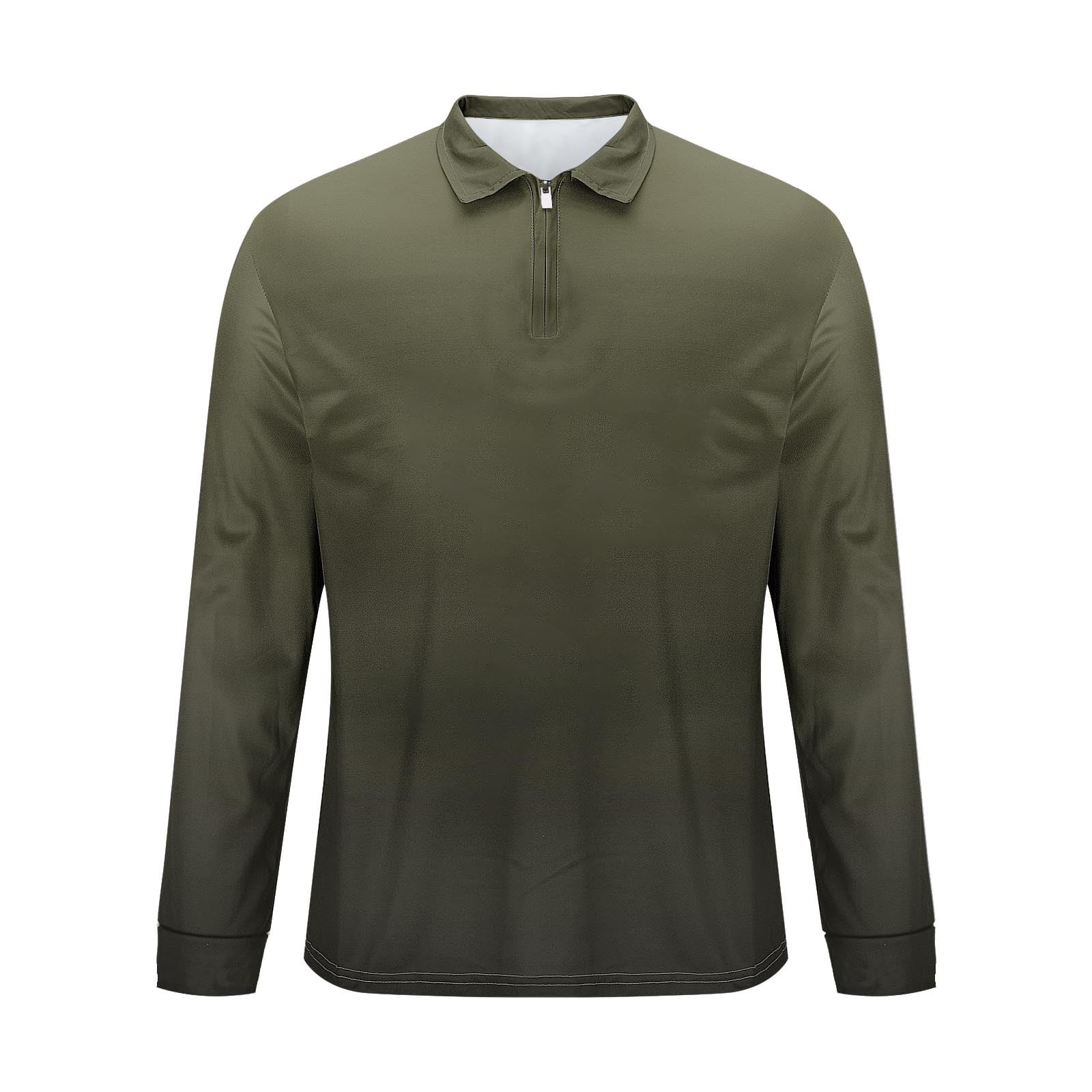 AherBiu Men's Long Sleeve Shirts Lapel Collar 1/4 Zip Pullover