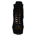 thumbnail image 4 of Qupid Ravish-55A New Women Nubuck Peep Toe Caged Strappy Stiletto Heel Sandal, 4 of 5