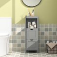 thumbnail image 3 of LINJHA Bathroom Floor Cabinet, Multifunctional Floor Storage Cabinet with 2 Removable Drawers, Modern Bathroom Cabinet with Anti-toppling Strap, 12 x 12 x 35 inches (Grey), 3 of 9