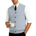 thumbnail image 5 of GrmtClth Sweater Vest Men Classic V-Neck Knit Sleeveless Sweater Cozy Soft Button Down Cardigan Vest Light Gray L, 5 of 7