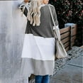thumbnail image 4 of Styesk Cardigan for Women Ladies Paneled Contrast Striped Pocket Cardigan Long Jacket, 4 of 7