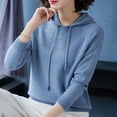 thumbnail image 2 of Suéter de punto para mujer, con capucha, suelto, de manga larga, para otoño e invierno, suéter con capucha, camisa básica, 2 of 5