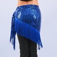 thumbnail image 6 of KHONTS Women's Sparkly Fringed Wrap Skirt Tie Side Sequins Tassel Hip Scarf Waist Towel for Belly Dance Festival Rave Party Blue One Size, 6 of 7