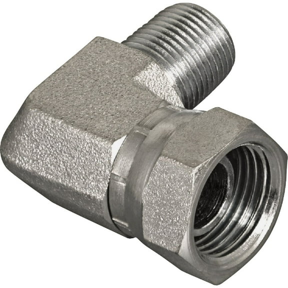 Apache 39005150 .50 in. Male Pipe x .37 in. Female Pipe- 90 Degree Swivel- Hydraulic Adapter