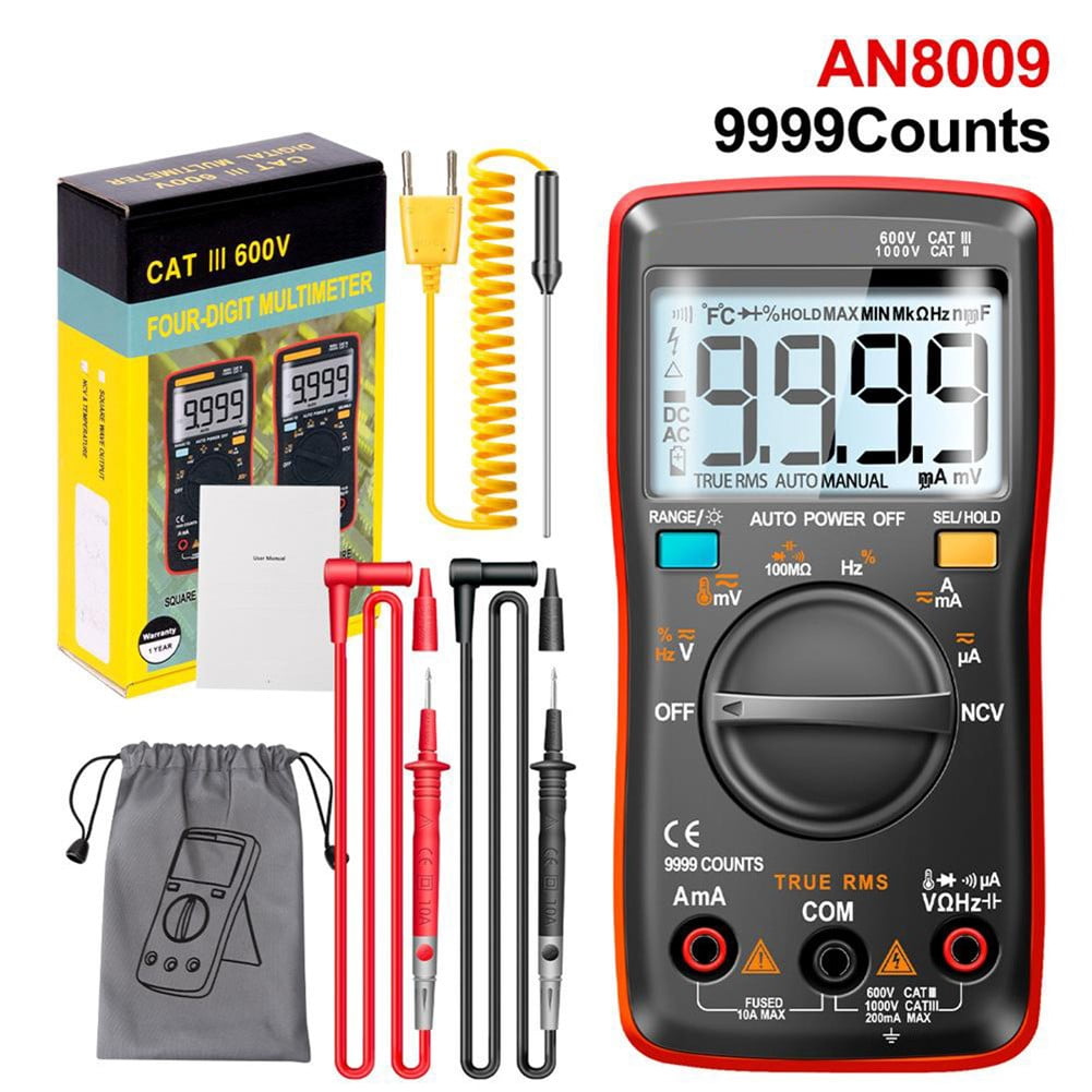 An8009 Nvc Smart Digital Multimeter Ac/Dc Voltage And Current Tester 9999 Counts