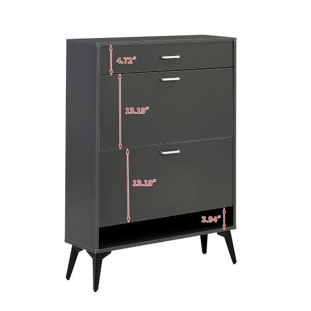 41 in. H x 35 in. Black Tempered Glass Top Shoe Storage Cabinet with LED  Light Entryway Organizer with 2-Flip Drawers XS-WF303589AAB - The Home Depot