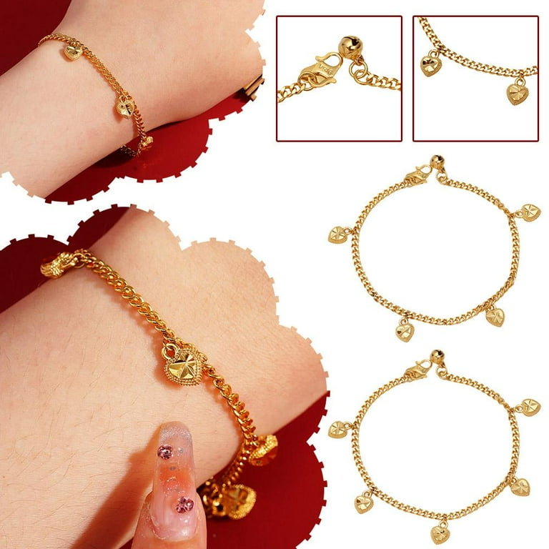 Gold Plated Heart Bracelet Non Fading Gold Bracelet Hot P7 Gold Plated Heart Bracelet Non Fading Gold Bracelet Hot P7