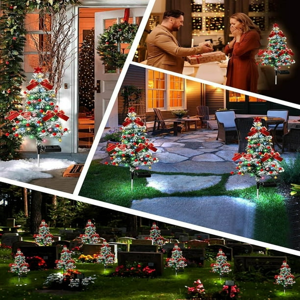 Adornos navideños, regalos navideños, luces solares para árbol de Navidad, luces decorativas navideñas, luces impermeables para exteriores, patios, jardines, luces solares enchufables.