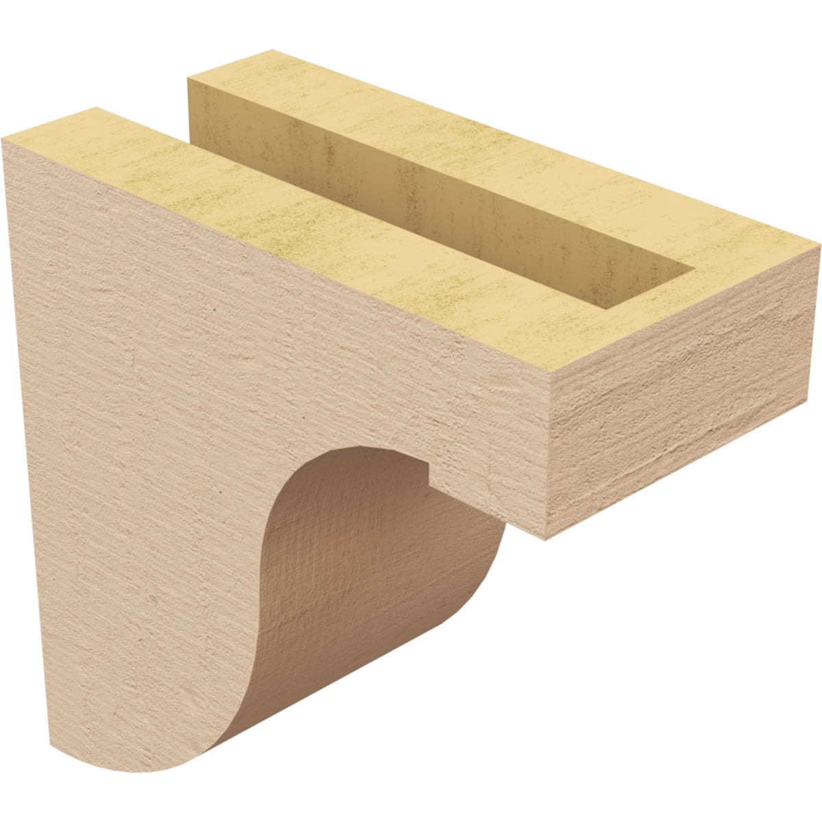 3"W x 6"D x 6"H Classic Del Monte Rough Cedar Woodgrain TimberThane Corbel, Primed Tan