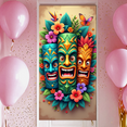 thumbnail image 7 of Tiki Mask Tropical Banner Floral Decoration Colorful Design Luau Party Outdoor Fun Backdrop for Summer Celebration, 7 of 7