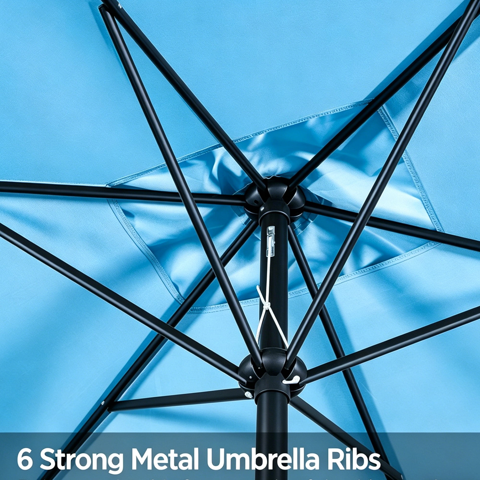 Kool 10x6.5ft Rectangular Patio Umbrella with Crank Handle, Outdoor Market Umbrella with 6 Sturdy Umbrella Ribs, Waterproof, Aqua