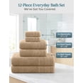 thumbnail image 2 of Casa Platino 12 Piece Cotton Towel Set - Includes 4 Large Bath Towels, 4 Hand Towels & 4 Washcloths - Soft & Quick Dry Towels for Bathroom - Beige, 2 of 8