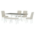 thumbnail image 5 of 6 Piece Extendable Dining Table Set, Atumon Wood Dining Room Set for 6, Dining Table Set with 4 Beige Cushioned Chairs and Bench, Farmhouse Dining Table Set Furniture for Kitchen Dining Room, Black, 5 of 10