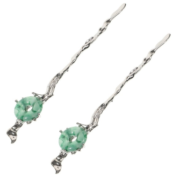 DINHEAROM 2Pcs Chinese Ancient Style Hairpin Hair Stick Silver 15.7x1.0x0.4In For Women Daily Wearing