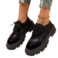 thumbnail image 2 of Wingtip Brogue Lace Up Platform Oxford Shoes for Women Round Toe Thick Lug Sole Retro Preppy Style Casual Walking Shoes, 2 of 5