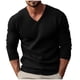 thumbnail image 2 of Blusas y camisas de manga larga con cuello en V para hombre, suéter informal de color liso con cuello en V, suéter grueso de manga larga, blusa acrílica para hombre, 2 of 9