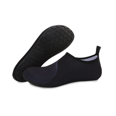 Men and Women a Slip On Barefoot Quick-Dry Beach Aqua Yoga Water Shoes (Curved Line/Black  11.5-12.5 Men)