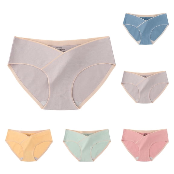 Mgmyaa Women's Briefs Expandable Stretchable Soft Cotton Relaxed Fit Maternity Waist Solid Color Low Waist Pregnancy Underwear