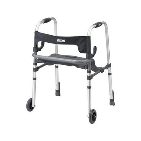 Bundle-16 Drive Medical Clever-Lite LS Walker with Seat and Push Down Brakes (2 Pieces)