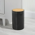 thumbnail image 2 of mDesign Plastic Round Trash Can Small with Swing-Close Lid - Black/Natural, 2 of 6