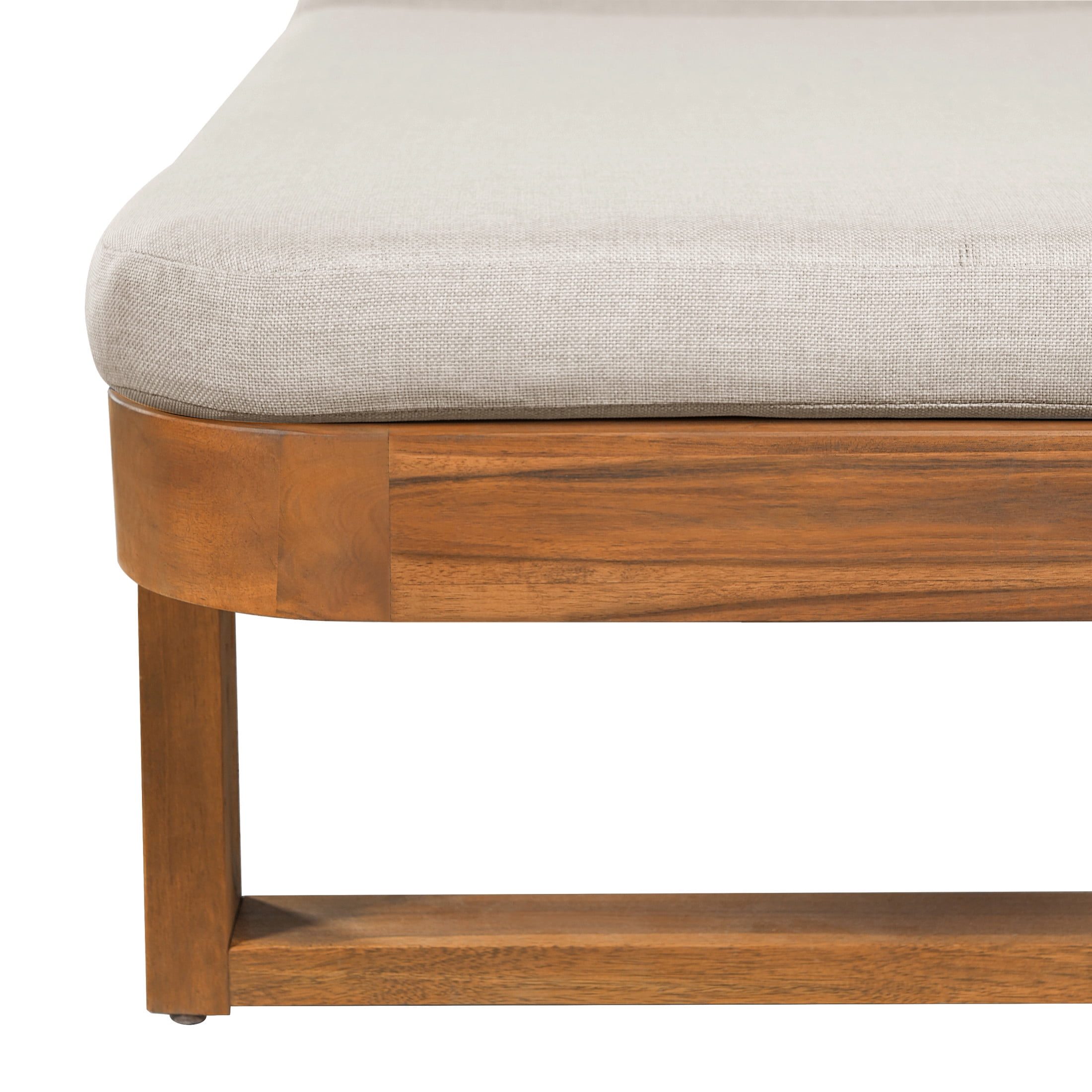 Christopher Knight Home 77" Coastal Outdoor Acacia Wood Adjustable Chaise Lounge, Sand Cushion, Set of 4