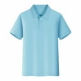 thumbnail image 4 of DuoJiaJ Womens Short Sleeve Top, Collared Button Down Solid Casual Work Tee Blue XXXL, 4 of 5