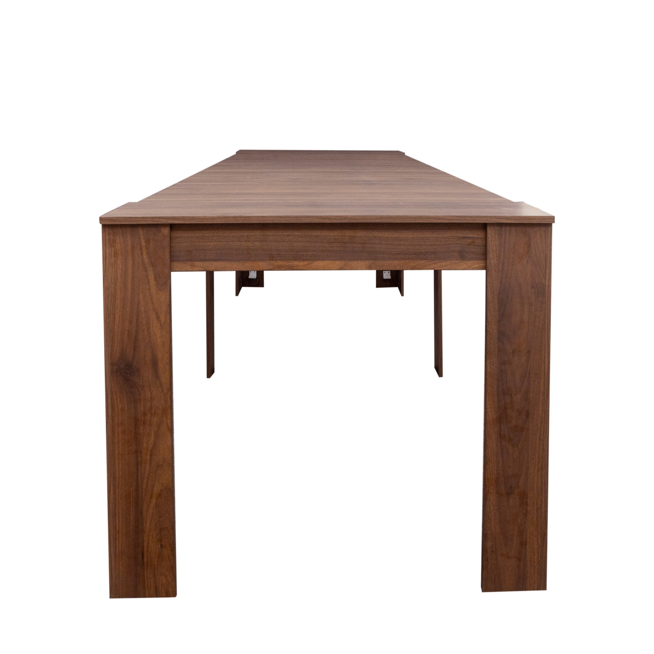 Noble House Kirk 118.1" Extendable Console Dining Table, MDF and Chipboard, Modern Space-Saving Leaf System, Walnut