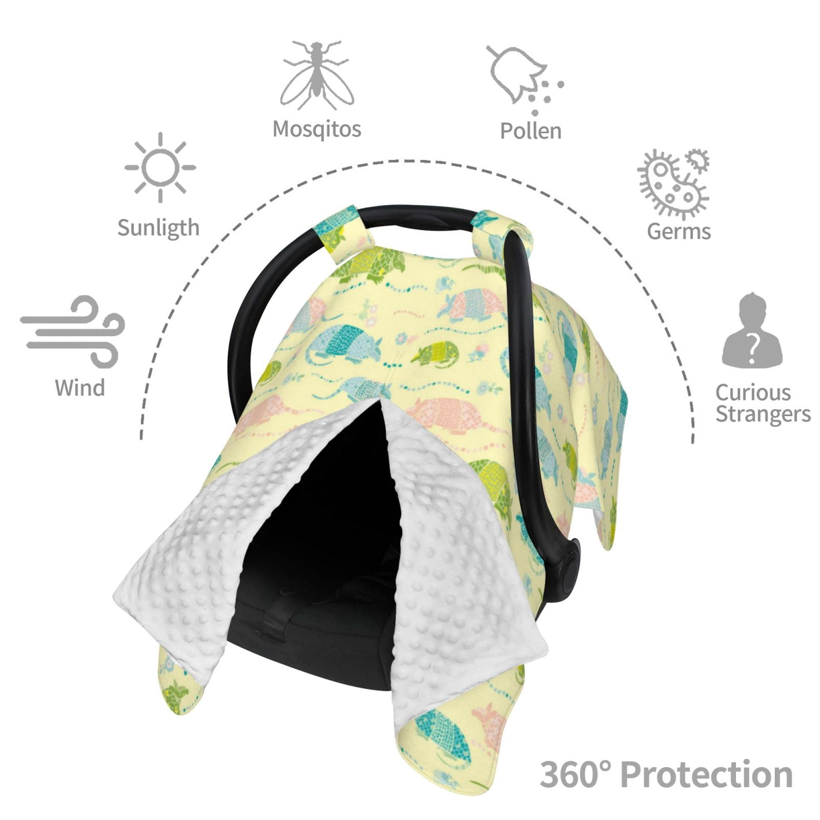 Car Seat Cover Baby - Armadillo Floral Breathable Infant Car Seat Cover for Baby Carseat, Lightweight Comfort Baby Essentials Must Haves Newborn Stuff for Girl Boy