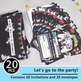 thumbnail image 4 of Watercolor Video Game Party Invites - 20 Set Fill-in Invitations with Envelopes for Boys Game Theme Birthday Party Supplies Double-Sided Printed Invitation Cards, 4 of 7
