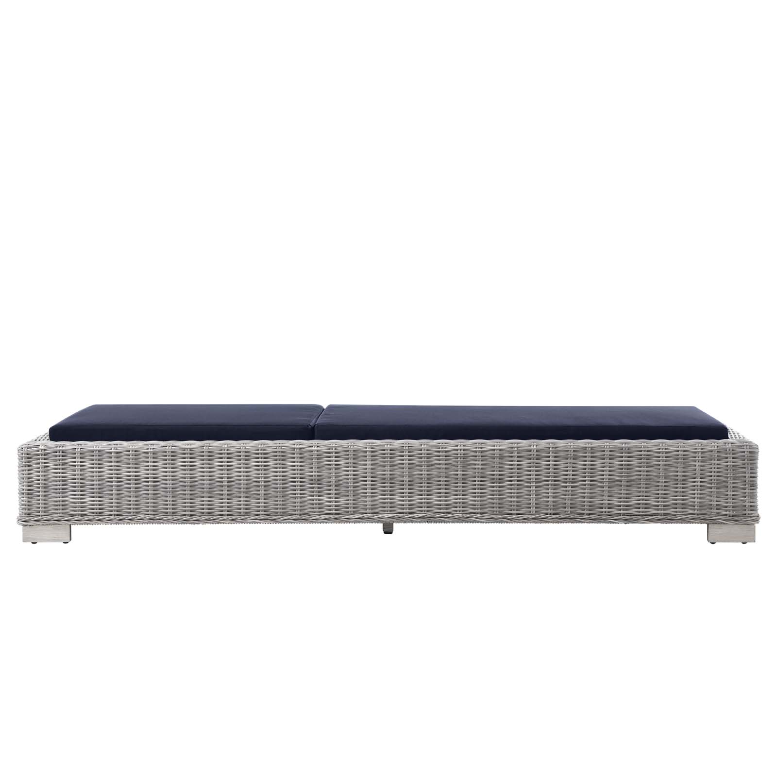Modway Conway Outdoor Patio Wicker Rattan Chaise Lounge in Light Gray Navy - image 4 of 9