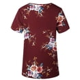 thumbnail image 4 of Camiseta de mujer con estampado floral, manga corta, cuello redondo, blusa informal, rojo vino, XXL Methold AP001919-11, 4 of 6