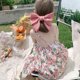 thumbnail image 3 of Vestido de fiesta de estilo coreano de verano con escote cuadrado y estampado a cuadros para niñas, vestido sin mangas con lazo y encaje, vestidos de verano para niñas, 3 of 5