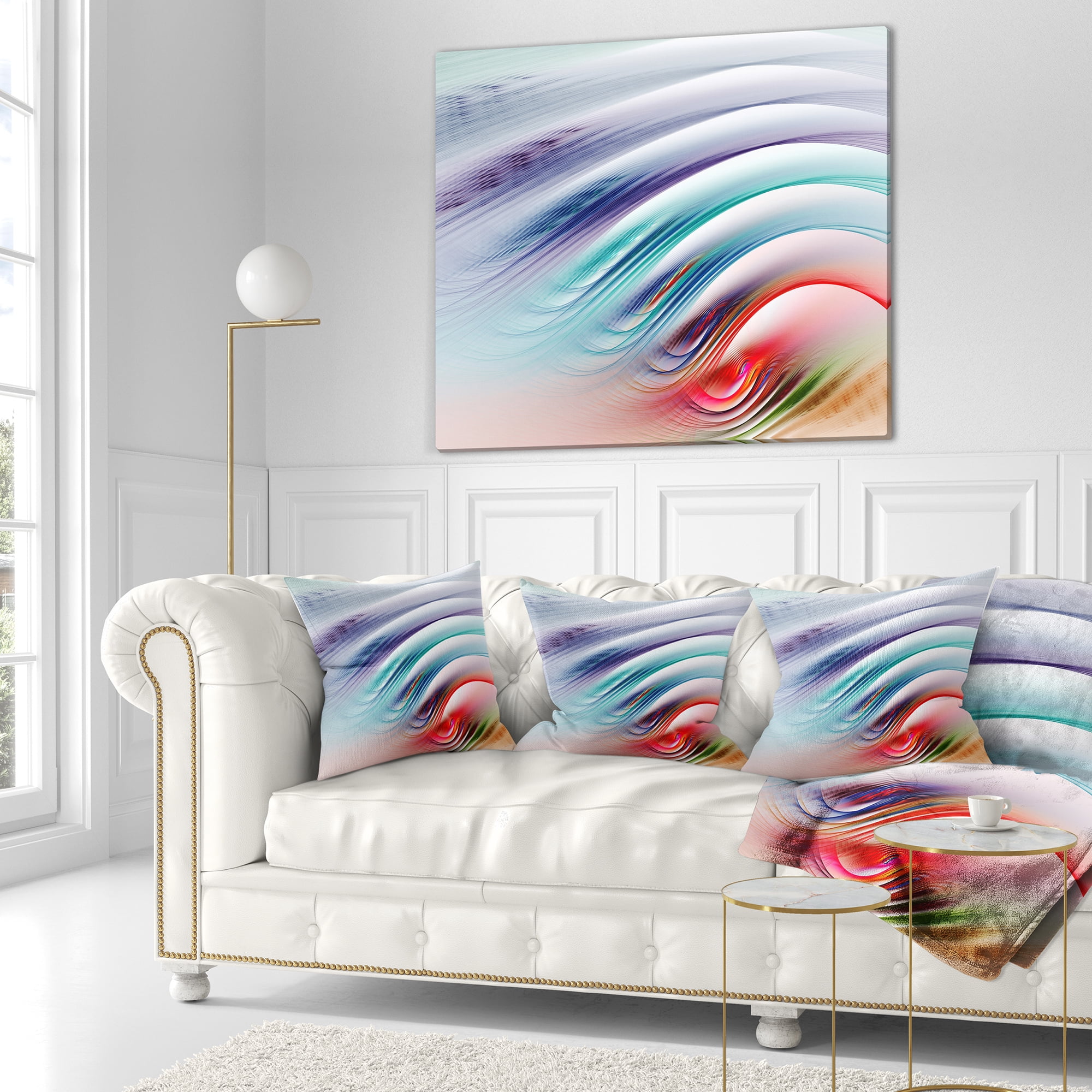 Designart Water Ripples Rainbow Waves - Abstract Throw Pillow - 18x18
