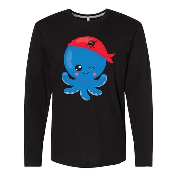 Inktastic Pirate Octopus, Cute Octopus, Little Octopus Long Sleeve T-Shirt