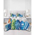 thumbnail image 2 of Quilts King Size Bedding Set, Rustic Beach Lightweight Quilted Comforter, Tropical Surfboard Palm Tree Wooden Grain Soft Reversible Bedspread Coverlet with Pillow Covers for All Season, 96" x 106", 2 of 7