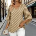 thumbnail image 2 of Miluxas Women's Business Casual Tops 3/4 Sleeve Dressy Blouses office Work Shirts Khaki L(L), 2 of 7