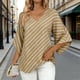 thumbnail image 1 of TaTaai Women's Fashion Striped Print Elegant V-Neck Three-Quarter Sleeve Top Gift, 1 of 7