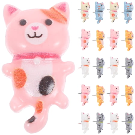 Hytrove Decorative Design Thumb Tacks Cat Shape Assorted Color Metal 30Pcs 1.0x0.6In