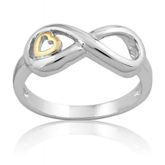 Daily Delight TheJewelryHut Designer Sterling Silver Infinity Ring - Gold Plated Heart